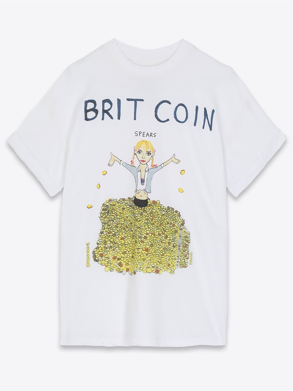 Graphic White Women’s T-Shirt – "Brit Coin"